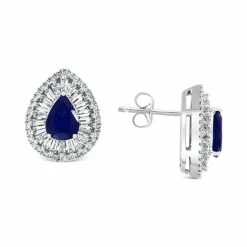 Coupon 🤩 EFFY Collection EFFY® Sapphire (1-3/8 Ct. T.w.) & Diamond (5/8 Ct. T.w.) Halo Stud Earrings In 14k White Gold 🥰