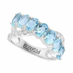 Outlet 🥰 EFFY Collection EFFY® Aquamarine (2-5/8 Ct. T.w.) & Diamond (1/4 Ct. T.w.) Crossover Ring In 14k White Gold 🥰