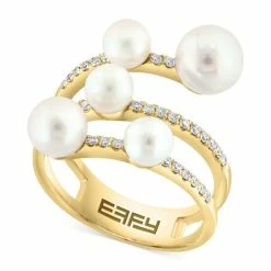 Top 10 ⌛ EFFY Collection EFFY® Freshwater Pearl (5-7mm) & Diamond (1/4 Ct. T.w.) Coil Ring In 14k Gold 😍