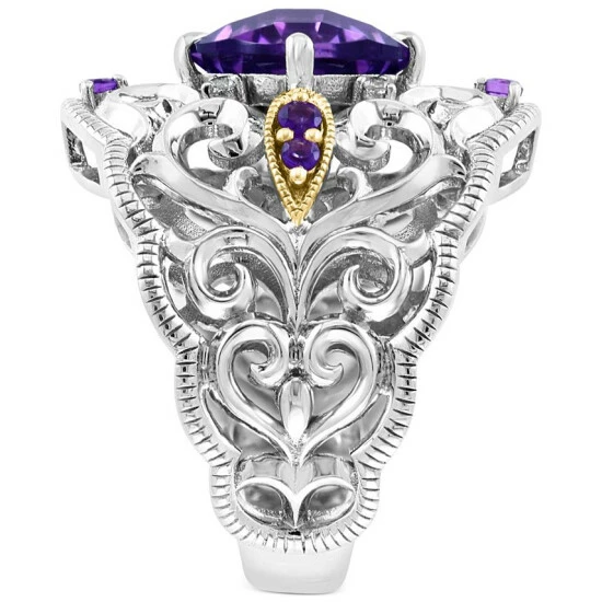 Wholesale 💯 EFFY Collection EFFY® Amethyst (2-7/8 Ct. T.w.) & White Sapphire (1/20 Ct. T.w.) Filigree Statement Ring In 14k Gold & Sterling Silver ✨ - Image 4