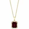 Hot Sale ✨ EFFY Collection EFFY® Garnet (4 Ct. T.w.) & Diamond (1/6 Ct. T.w.) Framed 18 Pendant Necklace In 14k Gold 👏