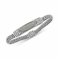 Outlet 🌟 EFFY Collection EFFY® Diamond Cluster Woven Link Bracelet (1/3 Ct. T.w.) In Sterling Silver & 18k Gold Sterling Silver & Yellow Gold 🤩
