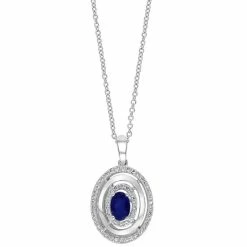 Best reviews of 🔥 EFFY Collection EFFY® Sapphire (5/8 Ct. T.w.) & Diamond (1/5 Ct. T.w.) Double Halo 16 Pendant Necklace In 14k White Gold 👍