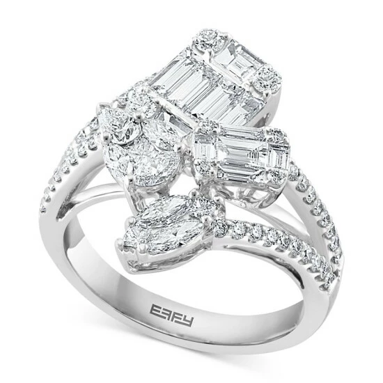 Discount 😉 EFFY Collection EFFY® Diamond Multi-Cut Cluster Ring (1-3/4 Ct. T.w.) In 18k White Gold 🌟