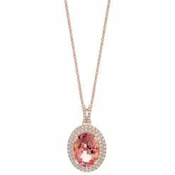 Best reviews of 💯 EFFY Collection EFFY® Morganite (6-1/6 Ct. T.w.) & Diamond (5/8 Ct. T.w.) Halo 18 Pendant Necklace In 14k Rose Gold 🔔