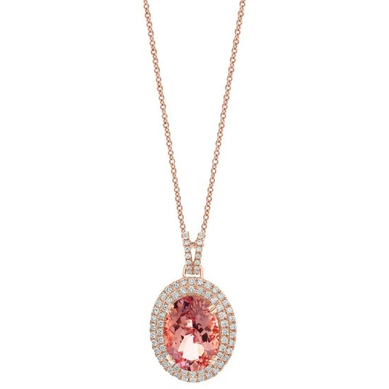 Best reviews of 💯 EFFY Collection EFFY® Morganite (6-1/6 Ct. T.w.) & Diamond (5/8 Ct. T.w.) Halo 18 Pendant Necklace In 14k Rose Gold 🔔