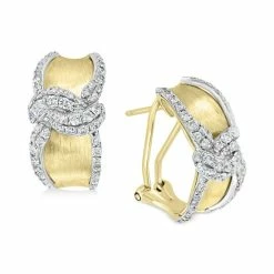 New 🎉 EFFY Collection EFFY® Diamond Swirl Hoop Earrings (1-1/10 Ct. T.w.) In 14k Gold & White Gold Yellow & White Gold 👍