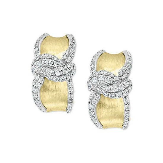 New 🎉 EFFY Collection EFFY® Diamond Swirl Hoop Earrings (1-1/10 Ct. T.w.) In 14k Gold & White Gold Yellow & White Gold 👍 - Image 3