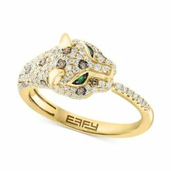 Top 10 🎉 EFFY Collection EFFY® Diamond (5/8 Ct. T.w.) & Emerald Accent Panther Ring In 14k Gold Yellow Gold 🔥
