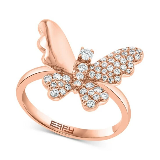 Buy 🤩 EFFY Collection EFFY® Diamond Butterfly Ring (1/2 Ct. T.w.) In 14k Rose Gold ✔️