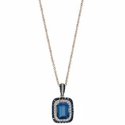 Wholesale 🌟 EFFY Collection EFFY® London Blue Topaz (2-1/5 Ct. T.w.) & Diamond (1/3 Ct. T.w.) 18 Pendant Necklace In 14k Rose Gold 🤩