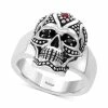 New 🥰 EFFY Collection EFFY® Men's Ruby (1/10 Ct. T.w.) & Diamond Accent Skull Ring In Sterling Silver 🧨