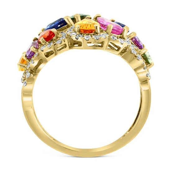 Brand new 💯 EFFY Collection EFFY® Multi-Sapphire (3-5/8 Ct. T.w.) & Diamond (5/8 Ct. T.w.) Cluster Statement Ring In 14k Gold 😀 - Image 5