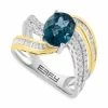 Best Sale ✔️ EFFY Collection EFFY® London Blue Topaz (2-1/3 Ct. T.w.) & Diamond (3/8 Ct. T.w.) Statement Ring In 14k Two-Tone Gold ✔️