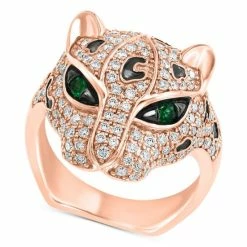 Cheap 🥰 EFFY Collection EFFY® Diamond (1 Ct. T.w.) & Emerald (1/10 Ct. T.w.) Signature Panther Ring In 14k Rose Gold 😀