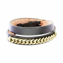 Wholesale 🌟 EFFY Collection EFFY® Men's Leather Wrap Bracelet In 14k Gold-Plated Sterling Silver 😍