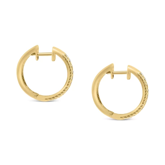 Cheapest ⭐ EFFY Collection EFFY® Diamond Hoop Earrings (3/8 Ct. T.w.) In 14k Gold Yellow Gold ✔️ - Image 5