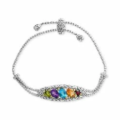Discount 🥰 EFFY Collection EFFY® Multi-Gemstone Bolo Bracelet (4-7/8 Ct. T.w.) In Sterling Silver & 18k Gold ✔️