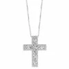 Flash Sale 😀 EFFY Collection EFFY® Diamond Baguette & Round Cluster 18 Cross Pendant Necklace (1 Ct. T.w.) In 14k White Gold 🌟