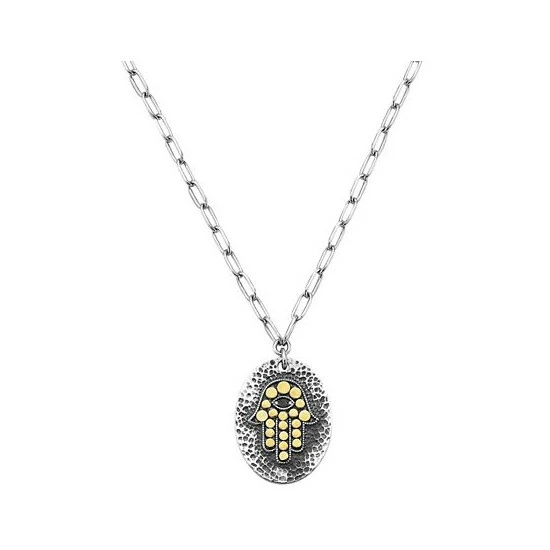 Best Sale 🧨 EFFY Collection EFFY® Black & White Diamond Accent Hamsa Hand 18 Pendant Necklace In Sterling Silver & 18k Gold 🌟 - Image 2