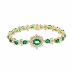 Best reviews of 🔥 EFFY Collection EFFY® Emerald (6-3/8 Ct. T.w.) & Diamond (1-1/5 Ct. T.w.) Link Bracelet In 14k Gold 🥰