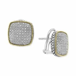 Promo ✔️ EFFY Collection EFFY® Diamond Pavé Cushion Earrings In Sterling Silver & 18k Gold-Plate Silver/gol 🥰