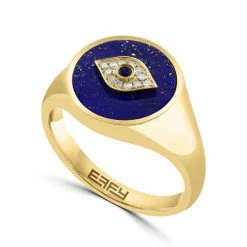 Cheapest ❤️ EFFY Collection EFFY® Lapis Lazuli, Sapphire Accent, & Diamond (1/20 Ct. T.w.) Evil Eye Ring In 14k Gold 14k Yellow Gold 👏