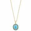 Cheapest ✨ EFFY Collection EFFY® Turquoise & Diamond (1/5 Ct. T.w.) Halo 18 Pendant Necklace In 14k Gold 🔔