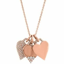 Coupon ❤️ EFFY Collection EFFY® Diamond Triple Heart 18 Pendant Necklace (1/3 Ct. T.w.) In 14k Rose Gold 🔔