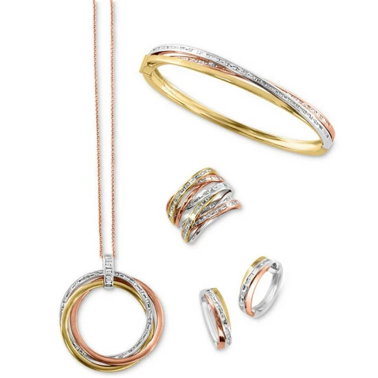 Flash Sale 🔥 EFFY Collection EFFY® Diamond Circle 18 Pendant Necklace (5/8 Ct. T.w.) In 14k Tricolor Gold Two Toned ✨ - Image 2