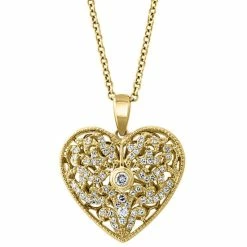 Brand new 👍 EFFY Collection EFFY® Diamond Openwork Filigree Heart 18 Pendant Necklace (1/4 Ct. T.w.) In 14k Gold Yellow Gold ✨