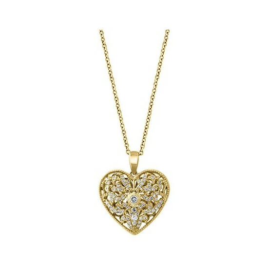 Brand new 👍 EFFY Collection EFFY® Diamond Openwork Filigree Heart 18 Pendant Necklace (1/4 Ct. T.w.) In 14k Gold Yellow Gold ✨ - Image 2