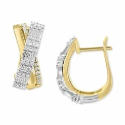 Buy ✨ EFFY Collection EFFY® Diamond Crossover Hoop Earrings (3/4 Ct. T.w.) In 14k Two-Tone Gold Two Toned 🔔