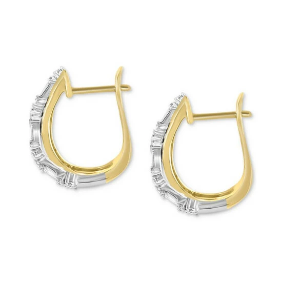 Buy ✨ EFFY Collection EFFY® Diamond Crossover Hoop Earrings (3/4 Ct. T.w.) In 14k Two-Tone Gold Two Toned 🔔 - Image 4