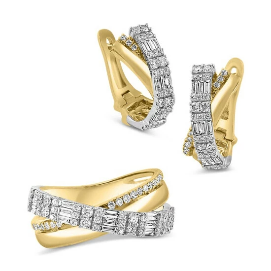 Buy ✨ EFFY Collection EFFY® Diamond Crossover Hoop Earrings (3/4 Ct. T.w.) In 14k Two-Tone Gold Two Toned 🔔 - Image 5