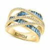 Top 10 🔔 EFFY Collection EFFY® London Blue Topaz (2 Ct. T.w.) & Diamond (1/3 Ct. T.w.) Crossover Statement Ring In 14k Gold 😉