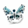Best Sale 🛒 EFFY Collection EFFY® Multi-Gemstone (5-1/6 Ct. T.w.) & Diamond (1/6 Ct. T.w.) Butterfly Statement Ring In 14k White Gold Multi Gemstones 👍