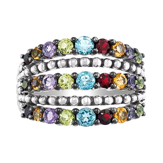 Buy 🔔 EFFY Collection EFFY® Multi-Gemstone Multirow Statement Ring (2-5/8 Ct. T.w.) In Sterling Silver ✨ - Image 6