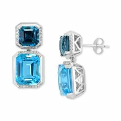 Budget 🔥 EFFY Collection EFFY® Multi-Topaz (14-1/5 Ct.-t.w.) & Diamond (1/6 Ct. T.w.) Drop Earrings In 14k White Gold Multi Topaz 🥰