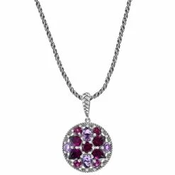 Wholesale 😉 EFFY Collection EFFY® Amethyst (2-3/8 Ct. T.w.) & Rhodolite (6 Ct. T.w.) Cluster 18 Pendant Necklace In Sterling Silver 👏