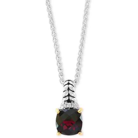 Brand new 🧨 EFFY Collection EFFY® Rhodolite Garnet (2 Ct. T.w.) & Diamond Accent 18 Pendant Necklace In Sterling Silver & 18k Gold ⭐ - Image 2