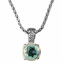 New 👍 EFFY Collection Balissima By EFFY® Green Quartz Round Pendant (5 Ct. T.w.) In Sterling Silver And 18k Gold No Color 😍