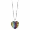 New 💯 EFFY Collection EFFY® Multi-Gemstone Pavé Heart 18 Pendant Necklace (4-1/4 Ct. T.w.) In Sterling Silver Multi Gemstones 🛒