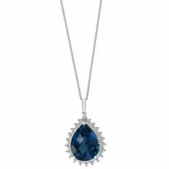 Coupon 🥰 EFFY Collection EFFY® London Blue Topaz (12-7/8 Ct. T.w.) & Diamond (1/5 Ct. T.w.) 18 Pendant Necklace In 14k White Gold 🌟