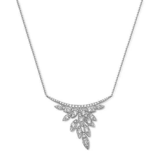 Cheapest 🧨 EFFY Collection EFFY® Diamond Cluster Fancy 18 Statement Necklace (1 Ct. T.w.) In 14k White Gold ⌛