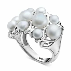 Hot Sale 🤩 EFFY Collection EFFY® Cultured Freshwater Pearl (4 & 6mm) Openwork Cluster Ring In Sterling Silver ⭐