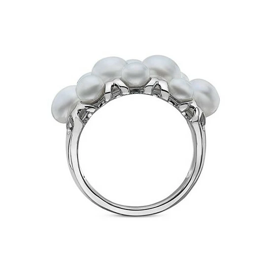 Hot Sale 🤩 EFFY Collection EFFY® Cultured Freshwater Pearl (4 & 6mm) Openwork Cluster Ring In Sterling Silver ⭐ - Image 2