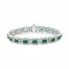 Discount 😍 EFFY Collection EFFY® Emerald (4-3/4 Ct. T.w.) & Diamond (1-1/2 Ct. T.w.) Halo Link Bracelet In 14k White Gold 😀
