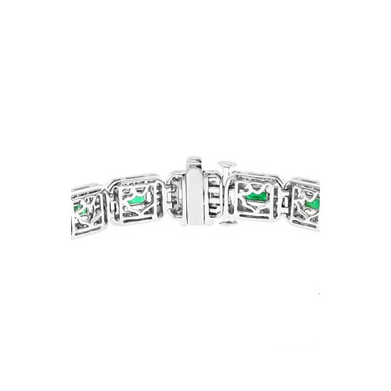 Discount 😍 EFFY Collection EFFY® Emerald (4-3/4 Ct. T.w.) & Diamond (1-1/2 Ct. T.w.) Halo Link Bracelet In 14k White Gold 😀 - Image 3