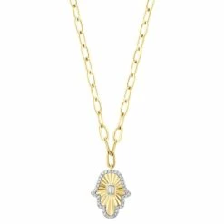 Brand new 🌟 EFFY Collection EFFY® Diamond Hamsa Hand 18 Pendant Necklace (1/5 Ct. T.w.) In 14k Gold Yellow Gold 😀